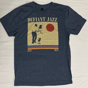 Severance TV show Defiant Jazz Tshirt, drk blue heather, sz Small